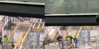 Pelea de albañiles en un edificio en construcción es viral en redes