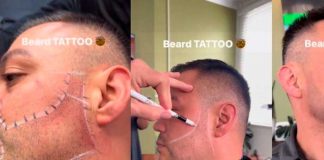 Hombre se tatuó una barba de manera permanente