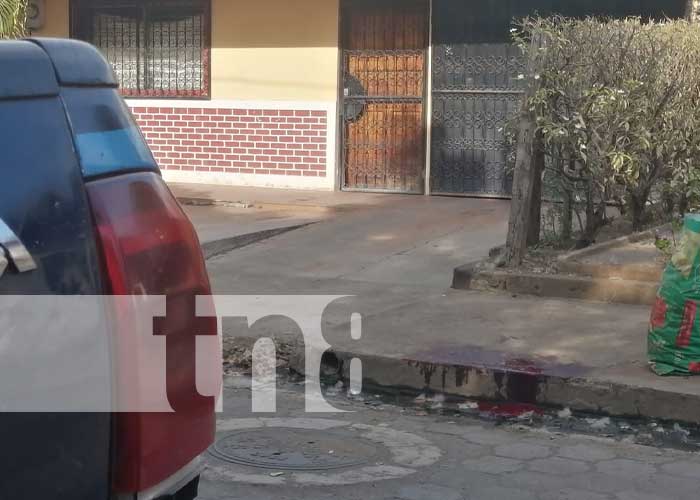 Foto: Charco de sangre frente a una vivienda en Granada / TN8