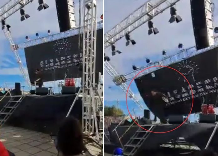 Jean Paul Olhaberry: Mago casi es aplastado por pantalla gigante (Video)